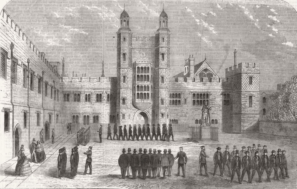 BERKS. Eton School Drill 1860 old antique vintage print picture
